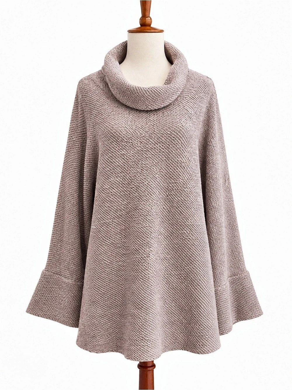 Soft Surroundings Cowl Neck Sweater Gray Small Oversized Cozy Top Cotton